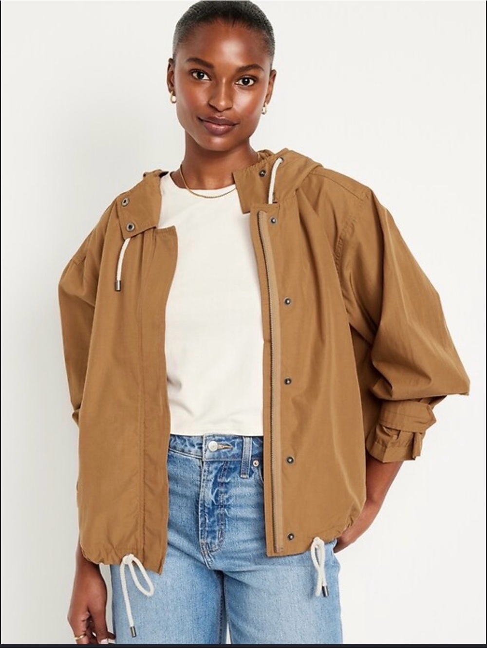 Old Navy Caramel Brown Hooded Anorak Jacket